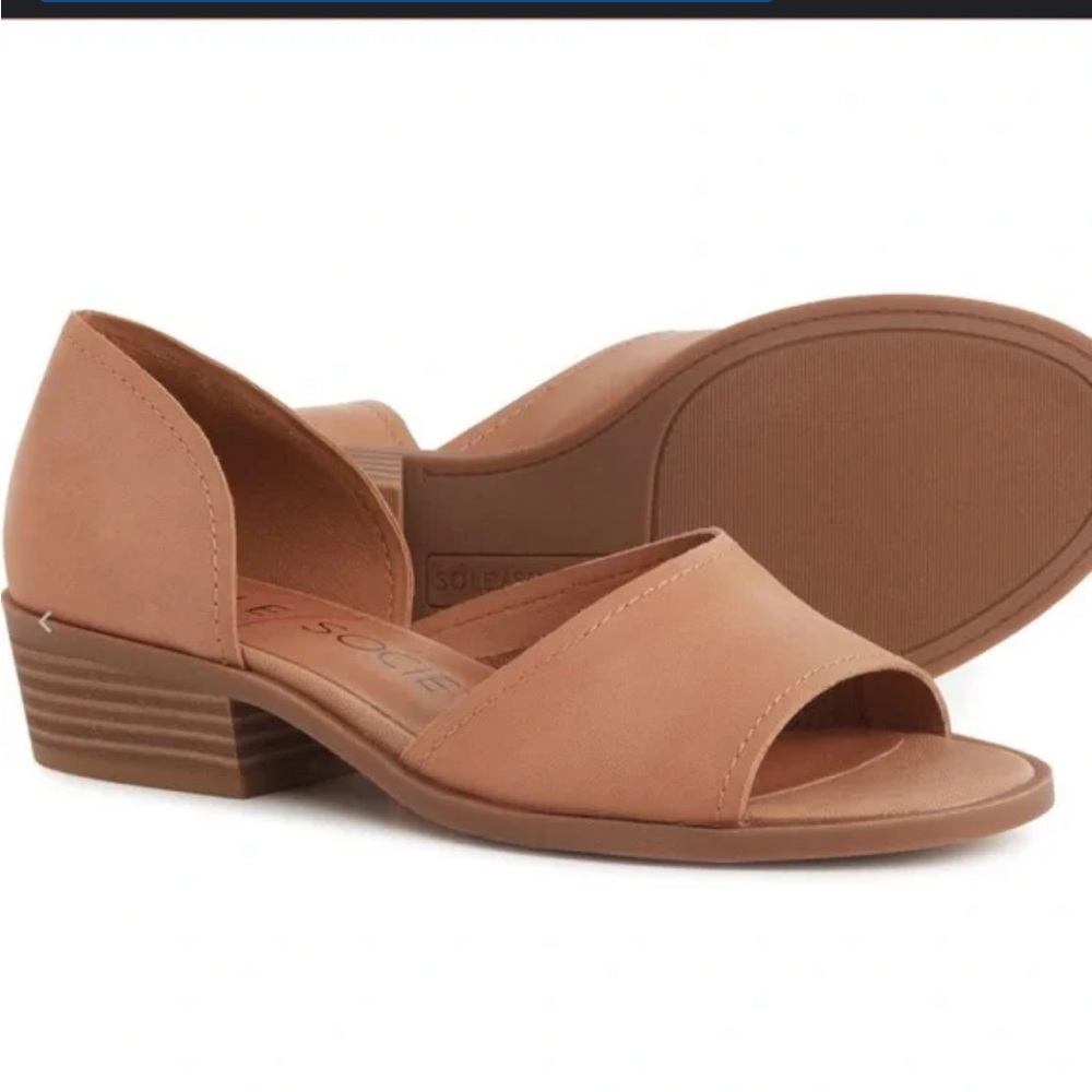 Sole Society Women's Leather Sandal with Stacked Heel Size‎ 7.5